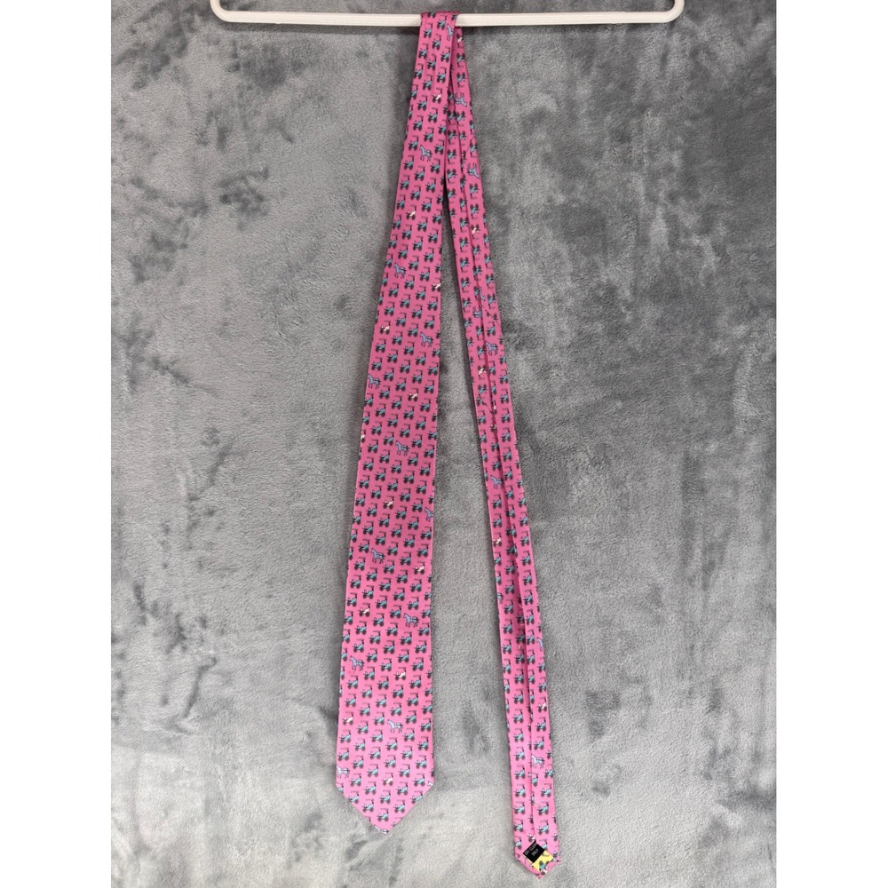 Nola Couture Mens Pink Horse Cart Novelty Silk Necktie